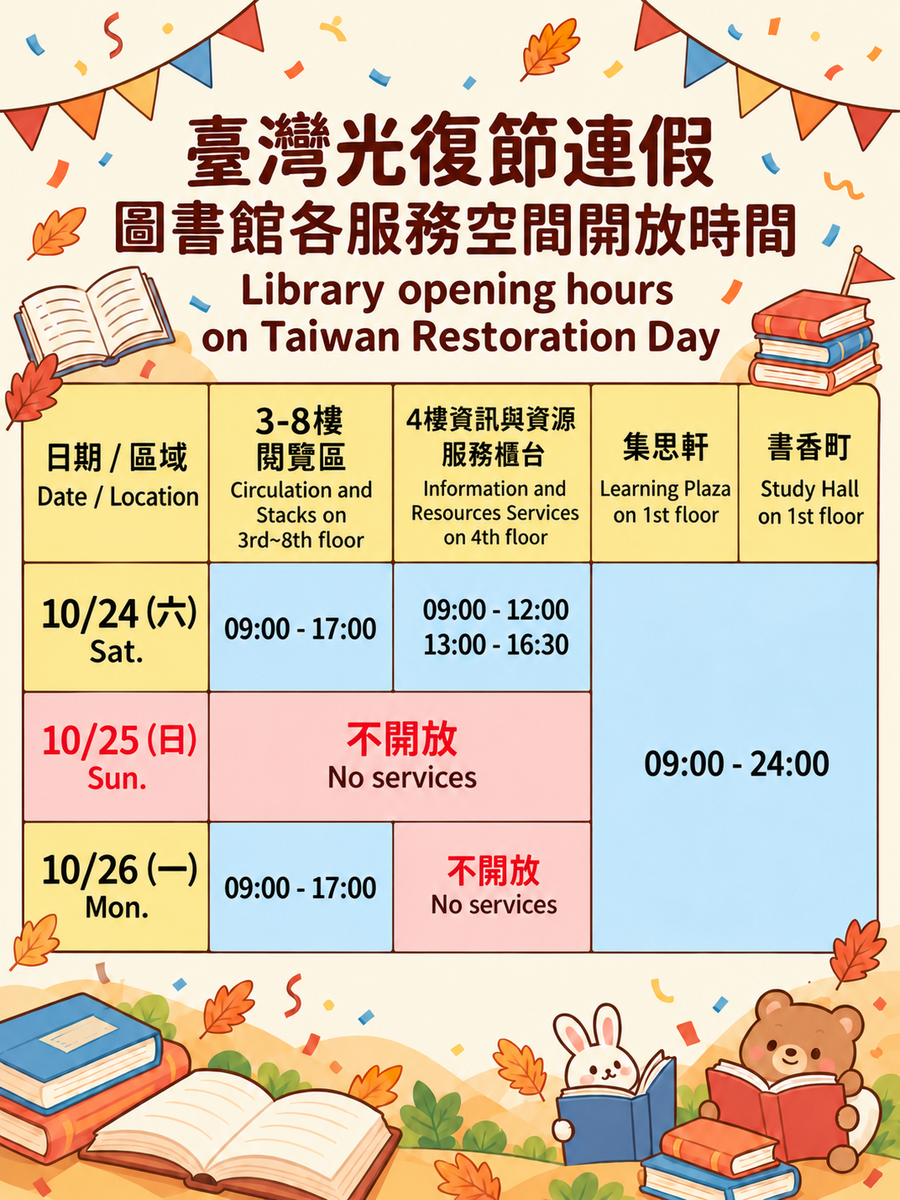 115年臺灣光復節連續假期開放時間圖片