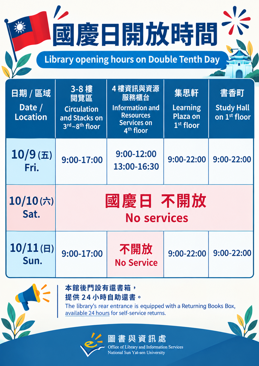 115年國慶日連假開放時間圖片